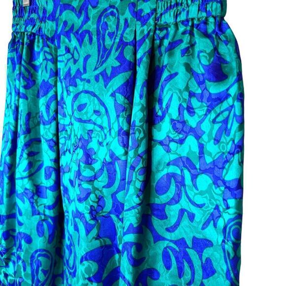 100% Silk Midi Skirt Vintage in Teal Green and Purple Size 10 - Picture 8 of 12